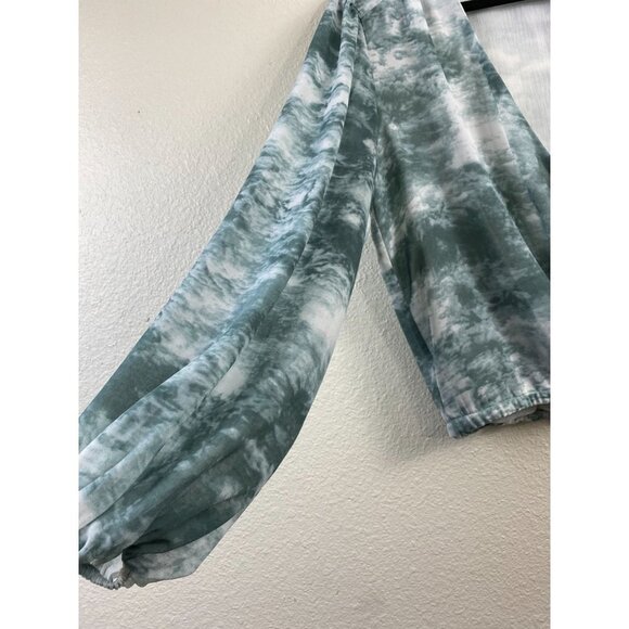 ASTR The Label faux Wrap Top Womens Medium Green Tie Dye Boho Beach Vacation - Picture 10 of 15